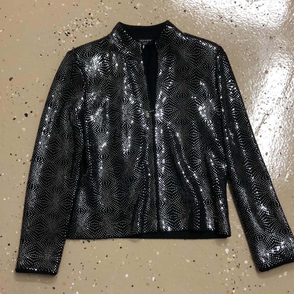 Silver sequin lightweight short jacket
